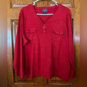 Chaps 2X Red V Neck Long Sleeves Pullover